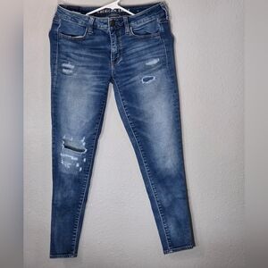 American Eagle Outfitters Blue Distressed Skinny Jeans